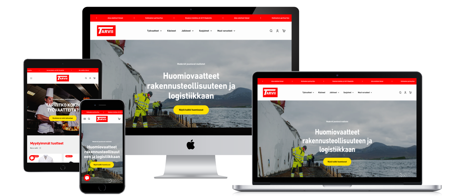 Tarvii.com Shopify verkkokauppa referenssi